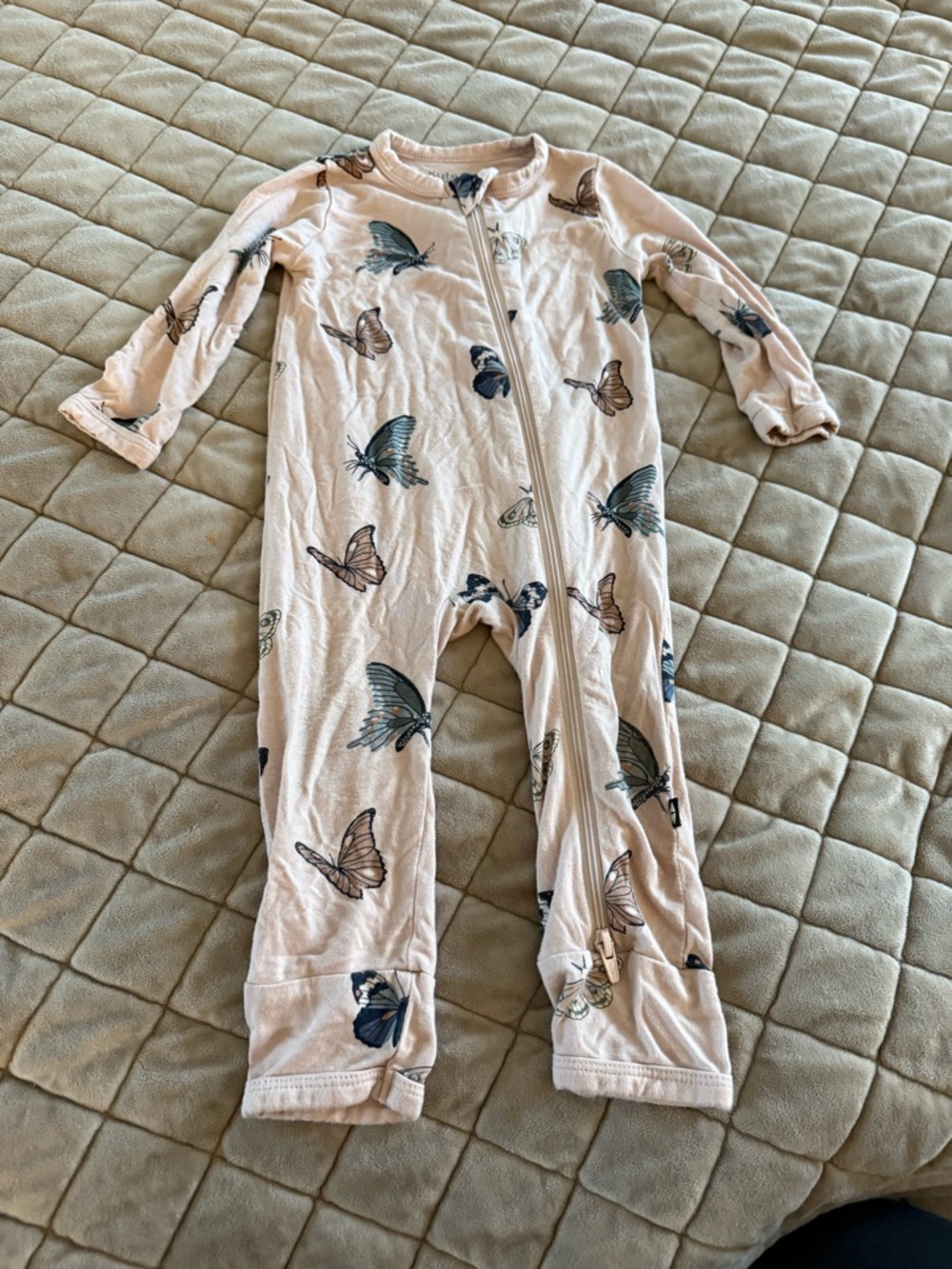 Kyte BABY Pink Butterfly Romper with Front Zipper
